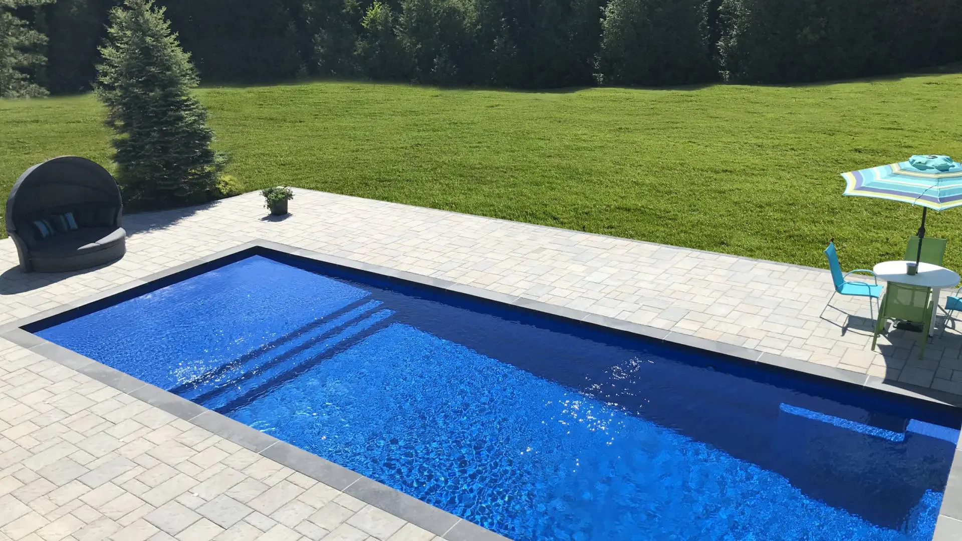 an installed bondi fiberglass swimming pool