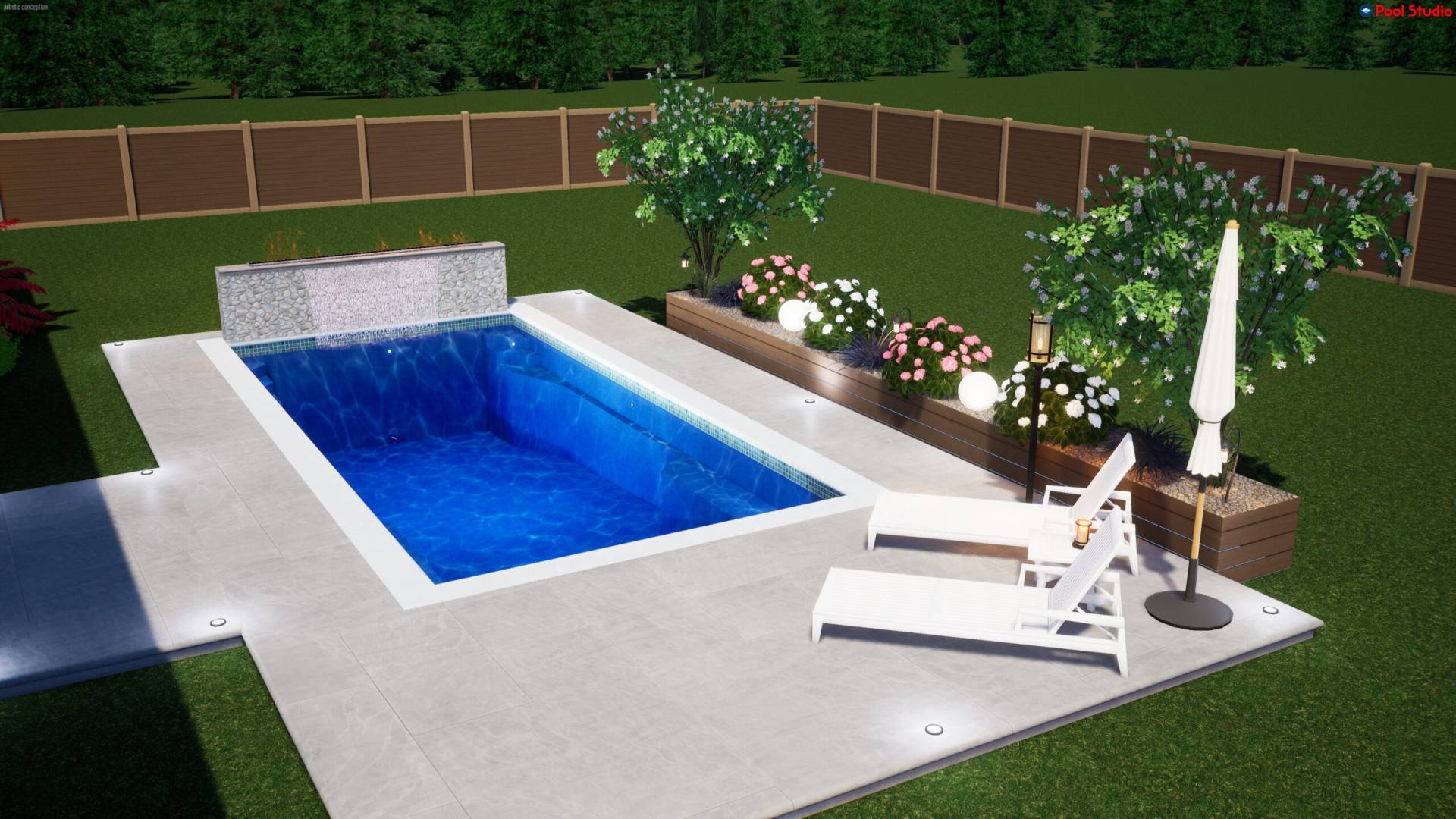 3d rendering of laguna fiberglass pool