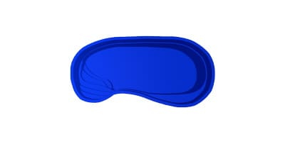 Blue kidney-shaped swimming pool design.